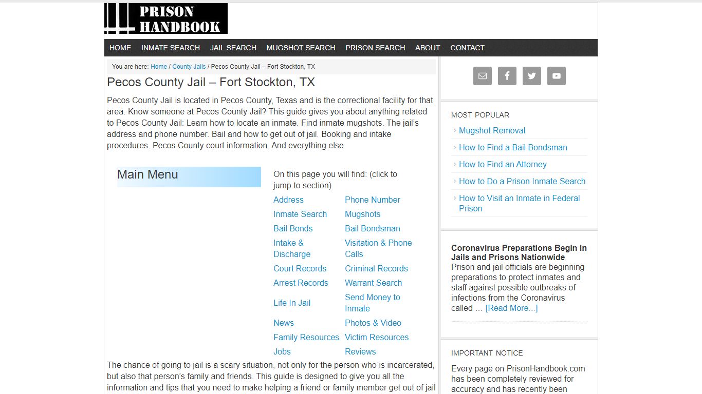 Pecos County Jail – Fort Stockton, TX - Prison Handbook