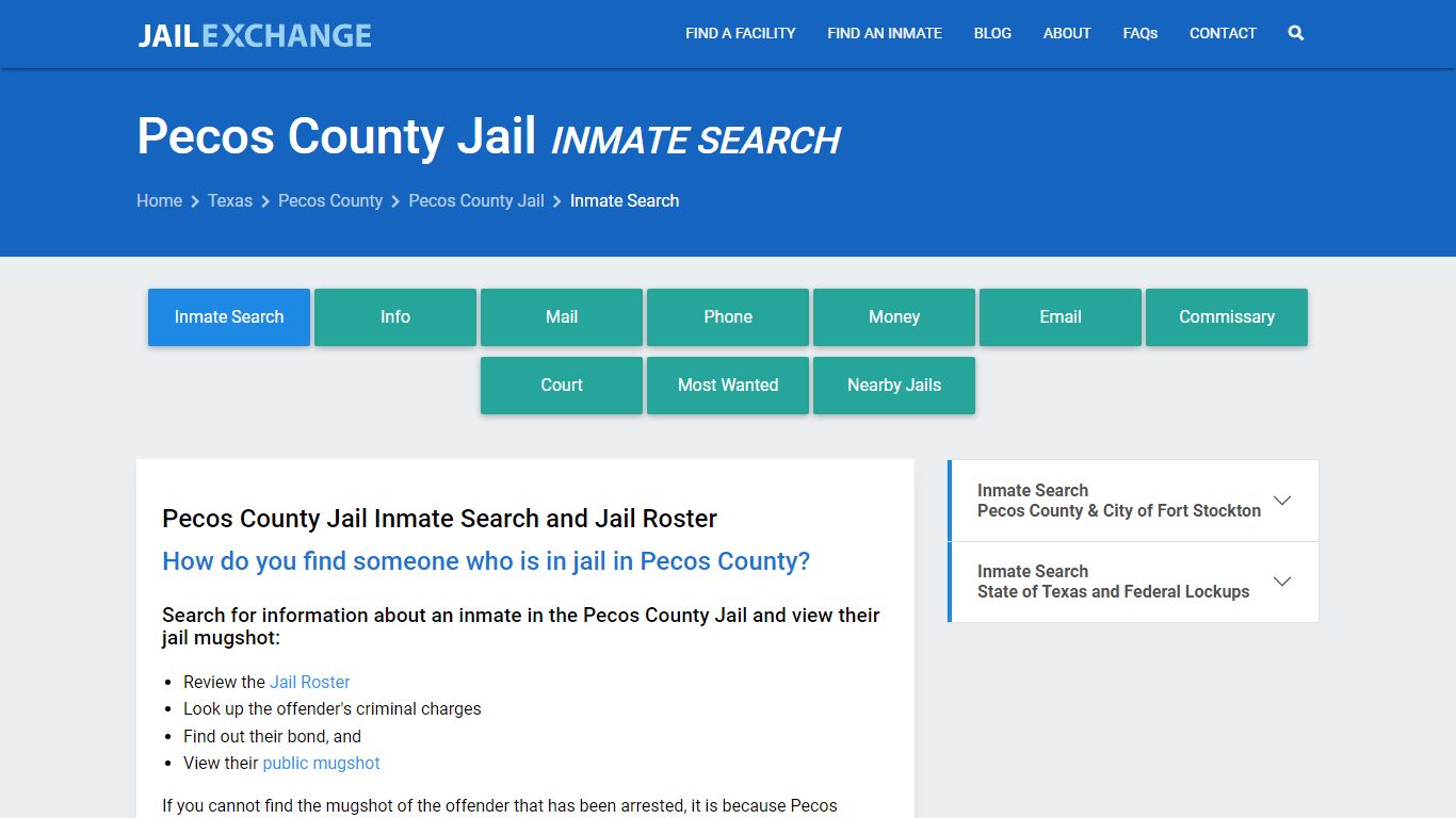 Inmate Search: Roster & Mugshots - Pecos County Jail, TX